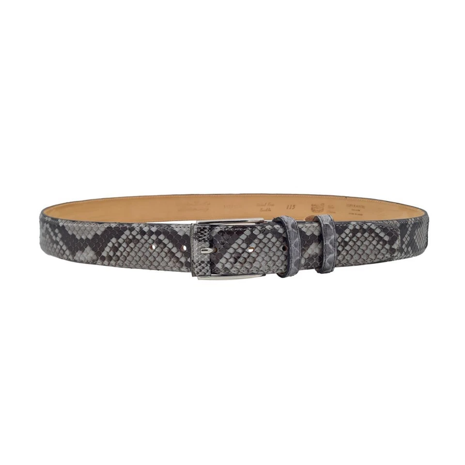 Cintura 3,5 cm in Pelle di Pitone grigio Lucido con riporto in pitone su fibbia - Immagine 3 di 4