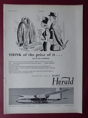 8/1959 PUB HANDLEY PAGE DART HERALD FLUGZEUG PURRURE FURRIER ORIGINAL ANZEIGE