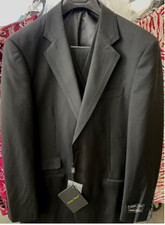 New Men's 2-Button Suit w/Vest 3 pcs Fashion Suit Lapel Trim Design 5702V Black