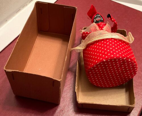 Vintage 1930s JAPAN tin Novelty figural PINCUSHION DOLL hand painted BOXED - Picture 9 of 9