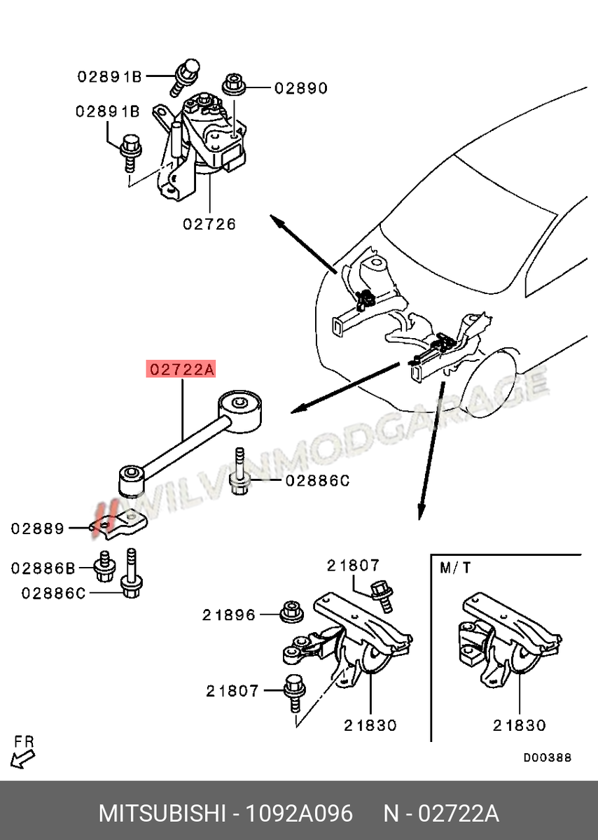 Mitsubishi Mirage 1.2L Engine Mount Rod Stopper 1092A096