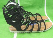 LADIES new black Open Toe LACE UP Summer Fashion Sandals women Size 7.5