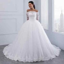 Elegant Ball Wedding Dresses Court Train Long Sleeves Strapless Bridal Gowns