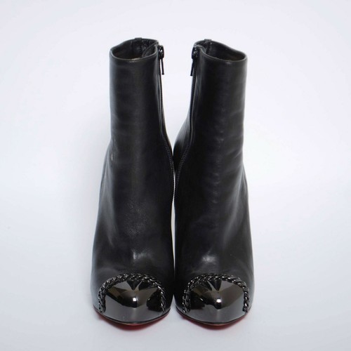 Christian Louboutin Black Leather High Heels Ankle Boots Stilettos Booties US7.5 - Picture 3 of 12