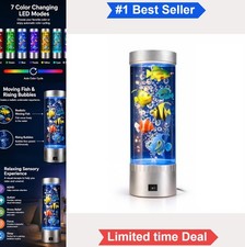Bubble Fish Lamp Color Changing LED Aquarium Light 12.6 Inch 7 Colors Remote