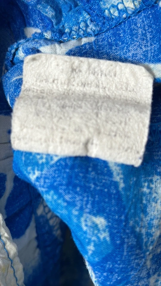 Vintage Jams World Hattie Short 3 Tiered Tropical Floral Blue Dress Large - Image 4 of 4