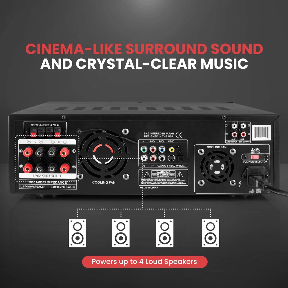 Bluetooth AV Receiver with Built-in DVD Player 1000W Home Theater System - Image 3 of 4