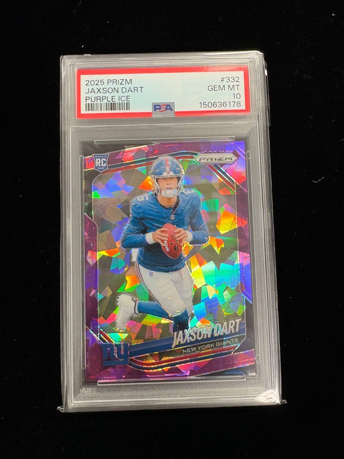 2025 PANINI PRIZM PURPLE ICE #332 JAXSON DART ROOKIE RC 20/225 PSA 10