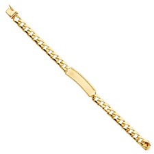 SOLID 14k Yellow Gold Cuban Link F Baby ID Bracelet 6" Womens 6.57g