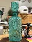 BLENKO GLASS DECANTER 9111 SEA GREEN 1991 DIMPLED UNIQUE HAND BLOWN