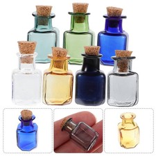 7pcs Tiny Glass Jars Miniature Wishing Bottles Decorative Glass Bottles Charms