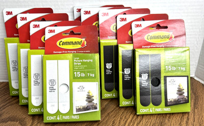 3M Command Strips - Large Picture 15lb White - 9 boxes, 4 pairs per box