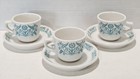 3 Vtg. Homer Laughlin Best China Restaurant Ware Turquoise Flower Cup/Saucers — photo 1