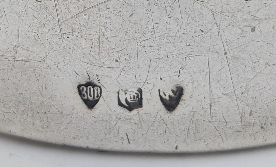 Anel de guardanapo alemão antigo 800 prata gravura inicial "HP", por volta de 1900 - Imagem 3 de 4