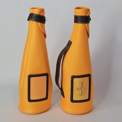 2 Veuve Clicquot Brut Champagne Jacket Insulated Travel Wine Bottle Koozie Tote