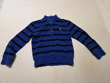 Polo Ralph Lauren Boys 4/4T Blue Striped Cotton Quarter-Zip Pullover Sweater