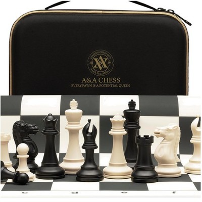 Schachset Turnier 51x51cm faltbares Silikon-Schachbrett & klassische Figuren ...