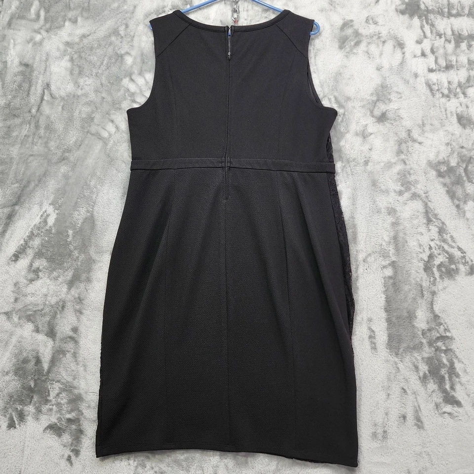 Vestido tórrido feminino 18 preto floral renda bodycon bainha sem mangas zíper festa - Imagem 3 de 4