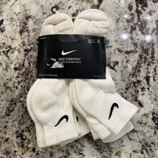 Nike Mens Everyday Ankle Cut -Cotton White Socks Pairs 6 Prs DRI-FIT SZ 8-12