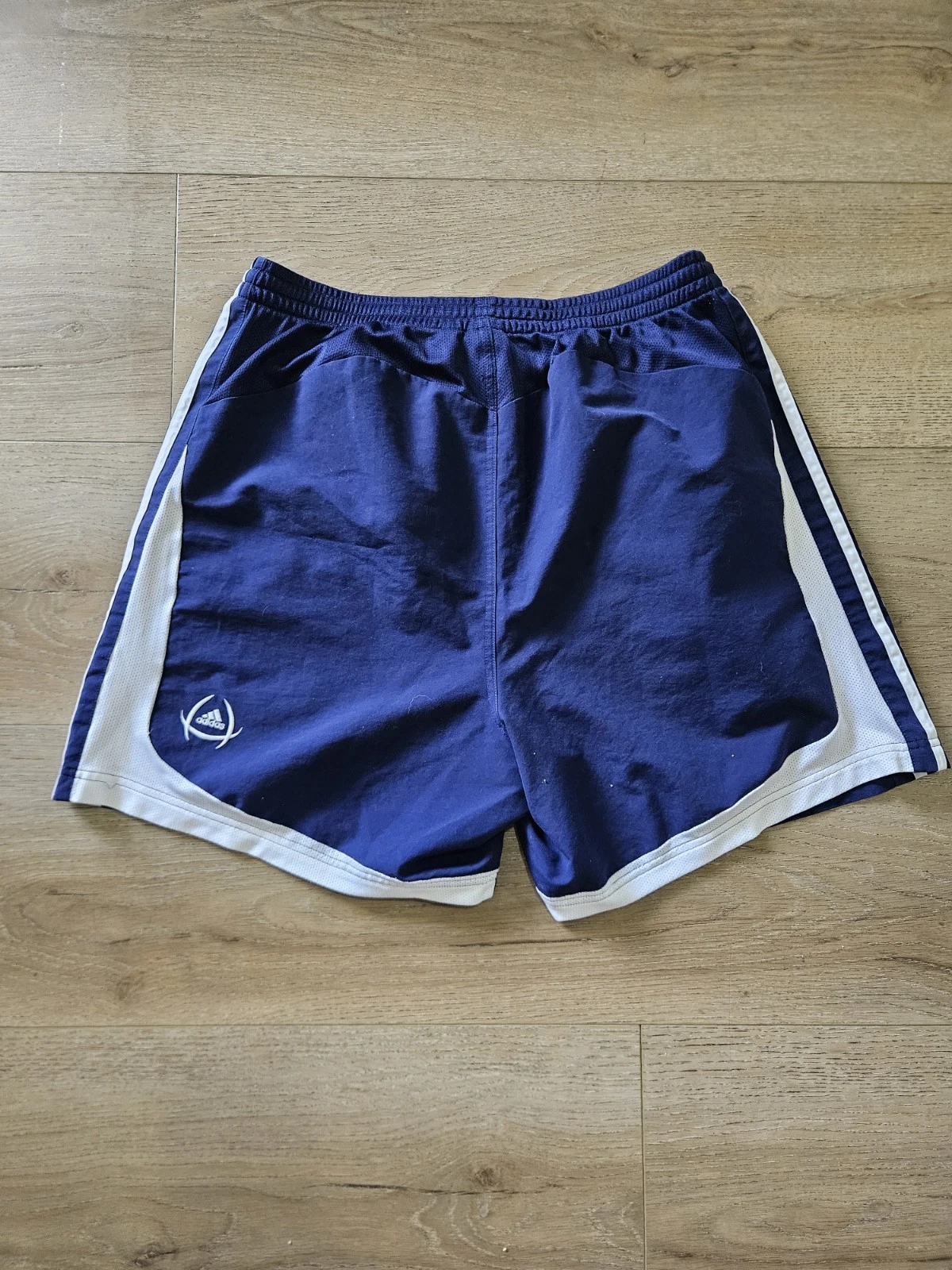 Y2K 2005 Adidas Mens Large Blue 3 Stripes Soccer Shorts