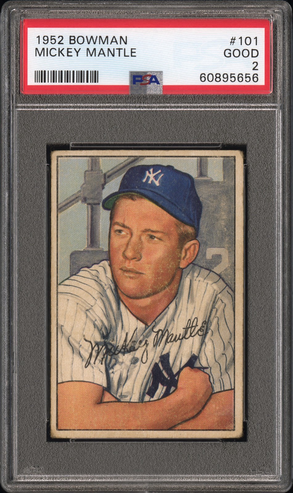 MICKEY MANTLE 1952 BOWMAN PSA 2 ! *NEW SLAB ! *WELL CENTERED ! *ICONIC 2ND YEAR