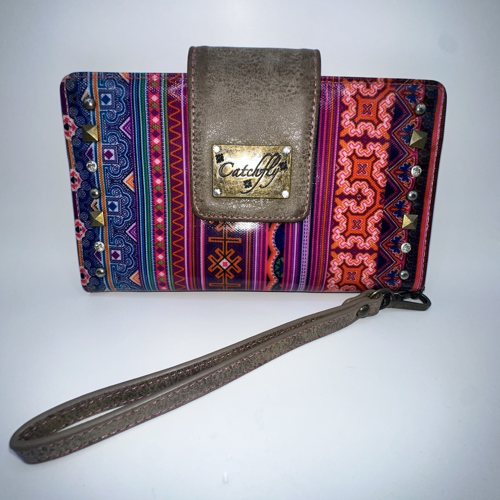 Catchfly Wallet Western Vibrant Pattern Chestnut … - image 1