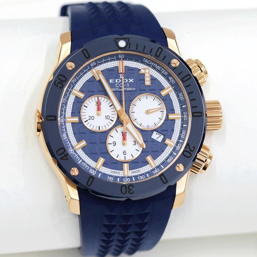 EDOX Chronoffshore 1 10221-37RBU9-BUIDR9 Quartz Diamond Navy Dial
