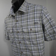 Eddie Bauer Travex Button Up Hiking Shirt Plaid Classic Fit Short Sleeve Mens XL