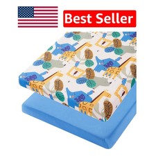 Animal Print Fitted Mini Crib Sheets - Soft Polyester for Easy Care 2 Pack