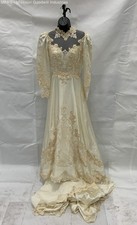 Wedding Dress Ivory Floral Lace Pearl Applique Long Sleeves 91