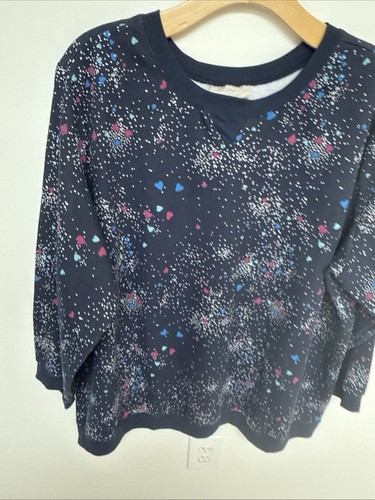 Woman Within Navy with Hearts Plus Crewneck Top Sweatshirt Size 3X - Picture 1 of 6