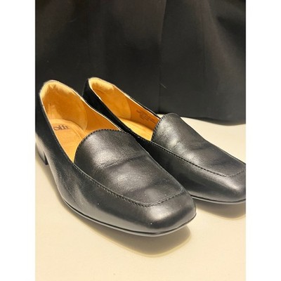 Sofft Black Leather Loafers Womens Size 8 Comfort Slip On Work Dress Shoes
