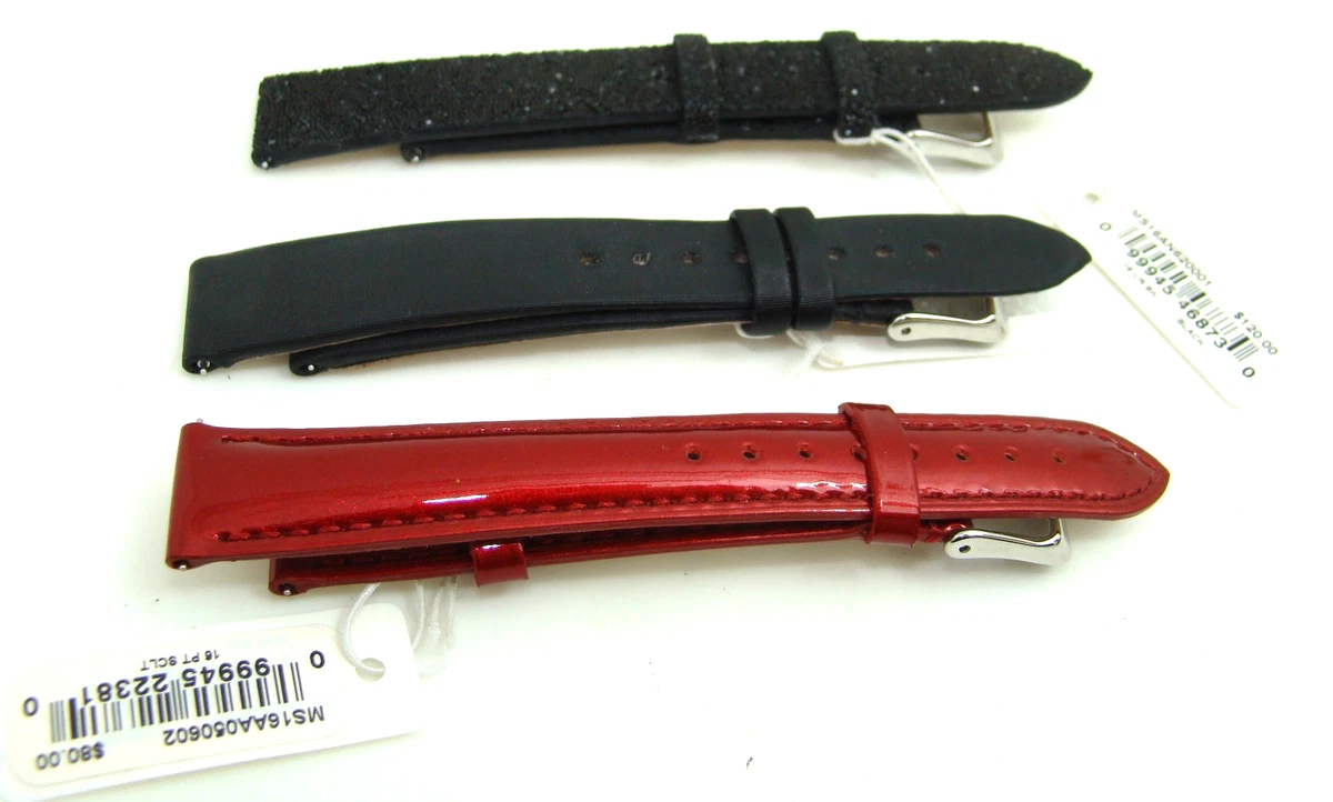 Michele 2 piece watch band Michele Pink And White 18mm Crocodile Leather Strap Set  main image 4