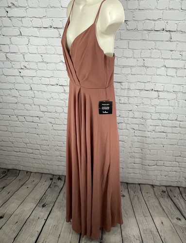 Neu mit Etikett Lulus Maxikleid Altrosa ärmellos gefüttert Abschlussball Brautjungfer Größe Medium - Bild 10 von 14