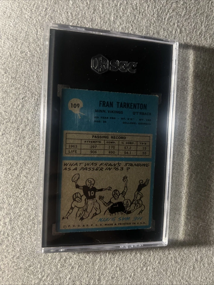 1964 Philadelphia - Fran Tarkenton #109 SGC 5 - Image 2 of 2