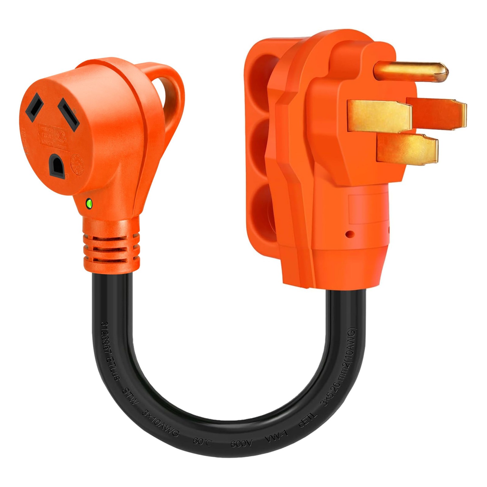 50 Amp to 30 Amp RV Power Adapter 10 Gauge 12 Inch LED Indicator for Camping