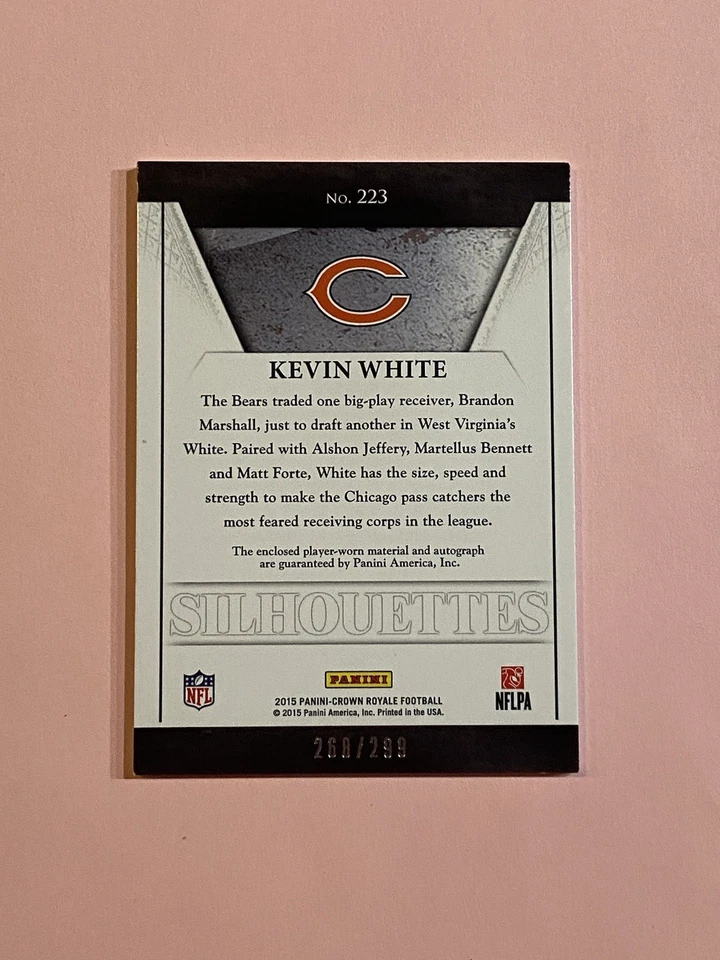 Kevin White 2015 Crown Royale Rookie RC Silhouette Jersey Auto Autograph /299 - Image 3 of 3
