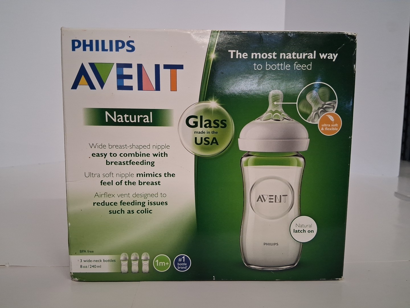 Philips Avent 3pk 8oz Glass Natural Baby Bottle with Natural