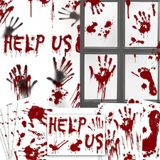 Halloween Window-Clings-Decorations Bloody-Handprint-Footprint Stickers, Scary H