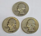 Lot of 3 Washington Silver Quarter 1941, 1941S & 1942
