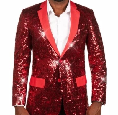 Tipsy Elves Red Sequin Tuxedo Jacket NWT TIPSY ELVES RED SEQUIN