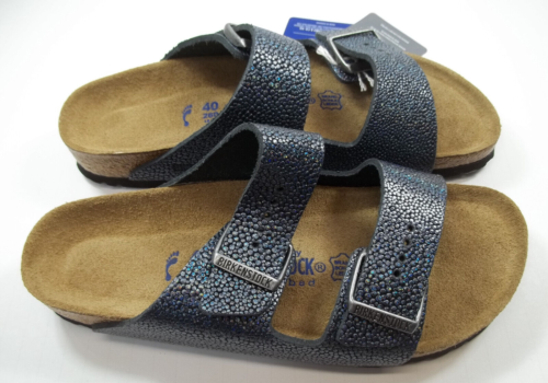 Birkenstock ARIZONA Pebbles Metallic Asphalt Iridescent Leather 40 NAR 9-9.5 SFB