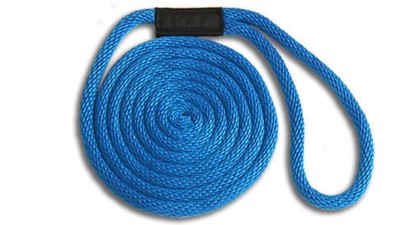 Solid Braid Nylon Dock Line 3/8'' x 25' Floats Non-Fading / USA Made - ROYAL BLUE