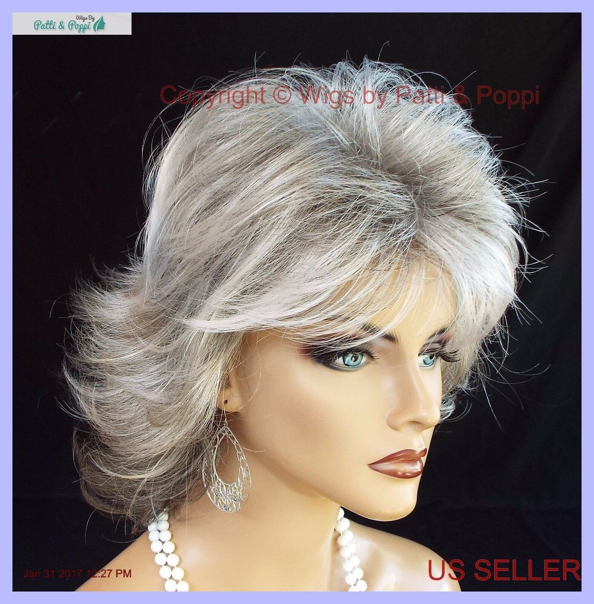 シルバー　アクセサリー Angela Classique MID LENGTH LAYERED SHAG Wig R51LF60 Grey