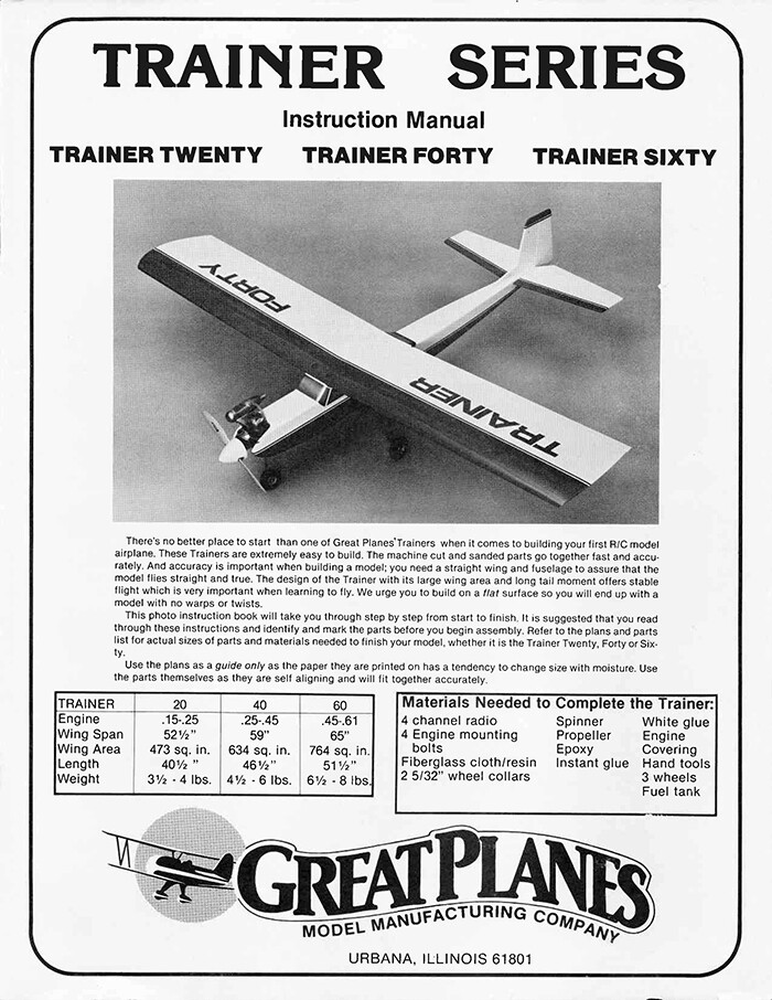 Great Planes Model Airplane Plans (RC): TRAINER 40 59