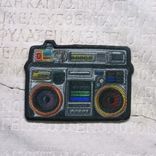 Boom Box Patch Iron-On Applique Retro Radio Hip Hop Cassette Tape Music Badge