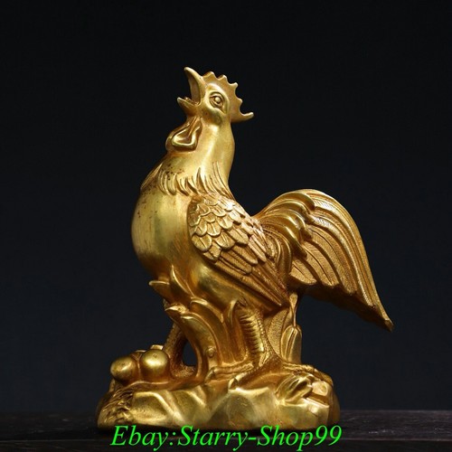 Qianlong Marked Old China Bronze Fengshui 12 Zodiac Chick Chicken Animal Statue