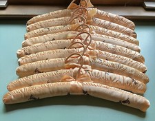 9 VINTAGE PEACH COLORED NEIMAN MARCUS SATIN PADDED HANGERS EXTRA THICK 15 1/2" L