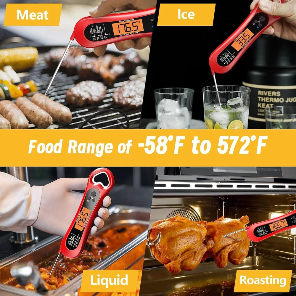 Meat Thermometer Digital, Instant Read Food Thermometer - Waterproof for Cooking