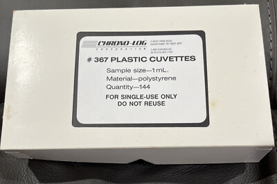 1 box of 144 - Chrono-log #367 plastic cuvettes 1 ml Flat bottom